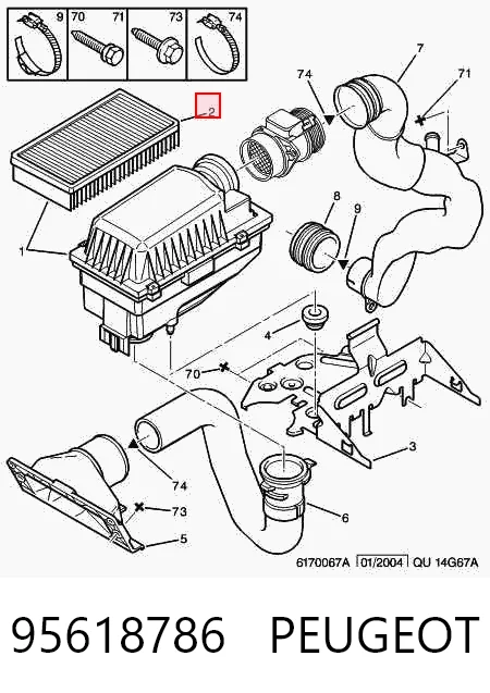 Filtro de aire 95618786 PEUGEOT