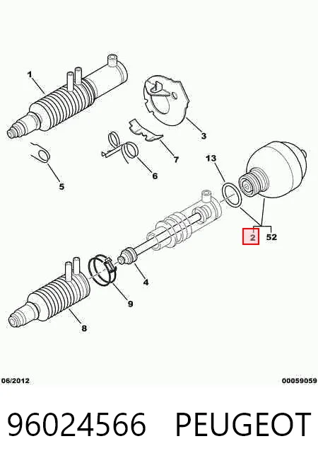 Esfera de la suspensión delantera 96024566 PEUGEOT