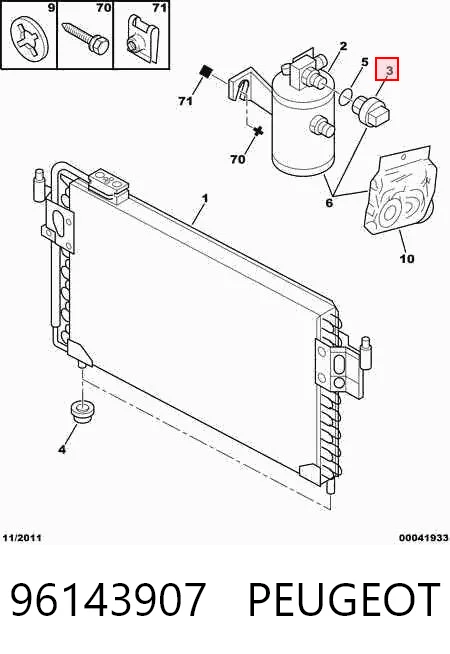 96143907 Peugeot/Citroen Sensor de baja presion aire acondicionado