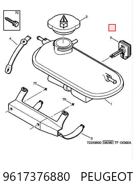 9617376880 Peugeot/Citroen Sensor de nivel de refrigerante del depósito