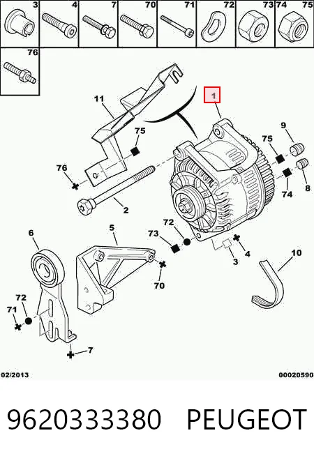 9620333380 Peugeot/Citroen Alternador de coche