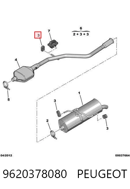 Soporte del silenciador 9620378080 PEUGEOT