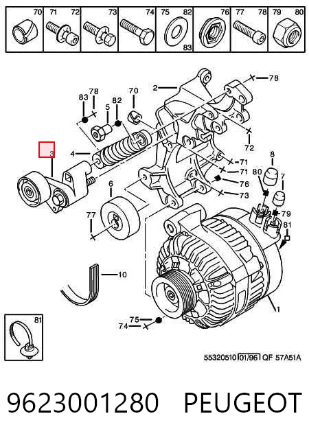Tensor de correa de alternador Peugeot Expert  (1996-2006)