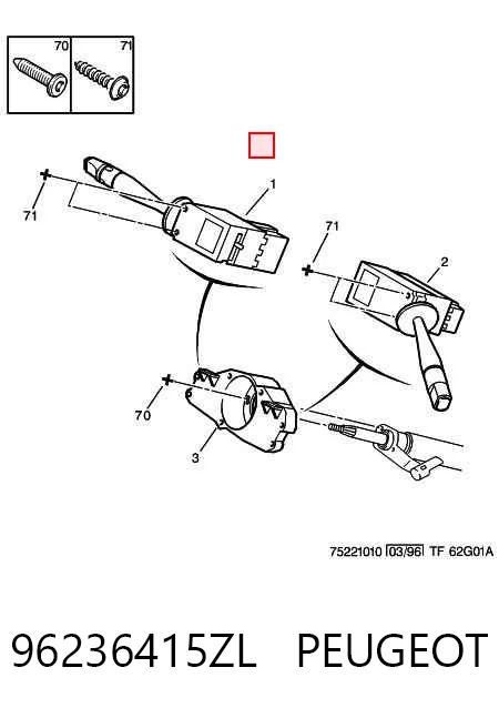 96236415ZL Peugeot/Citroen Conmutador izquierdo de la columna de dirección
