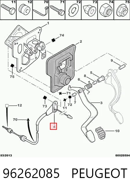 Cable de embrague 96262085 PEUGEOT