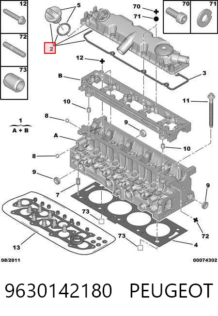 9630142180 Peugeot/Citroen Tapa de culata