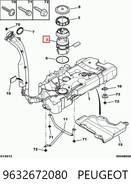 9632672080 Peugeot/Citroen Módulo de alimentación de combustible