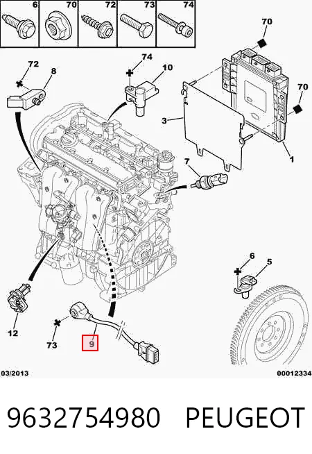 9632754980 Peugeot/Citroen Sensor de detonación
