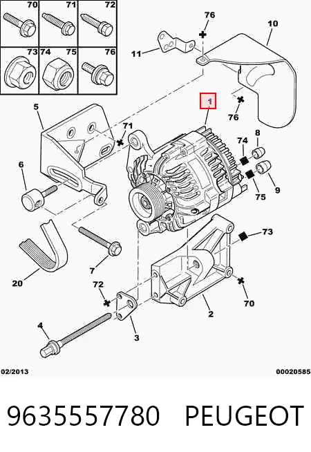 9635557780 Peugeot/Citroen Alternador de coche