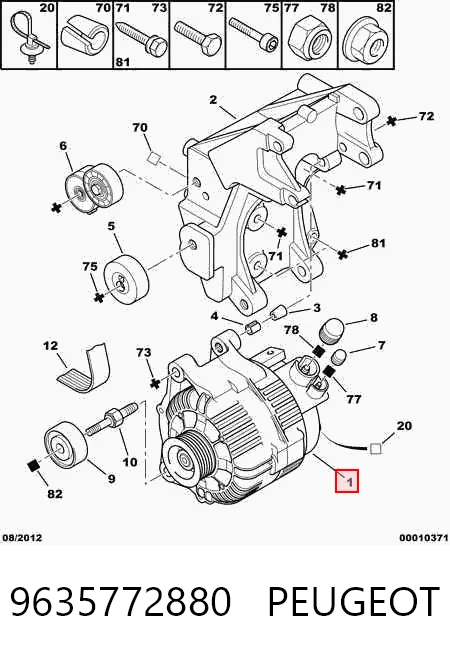 Alternador PEUGEOT 9635772880