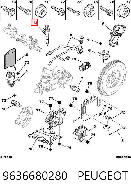 9636680280 Peugeot/Citroen Inyector de combustible