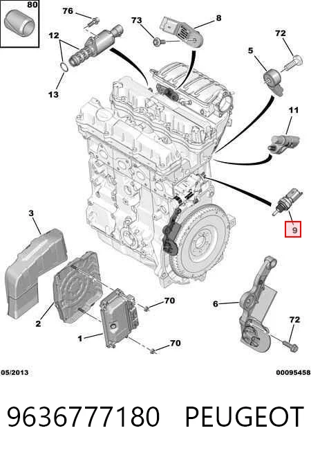 9636777180 Peugeot/Citroen Sensor temperatura refrigerante