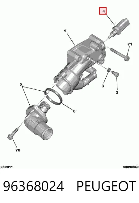 96368024 Peugeot/Citroen Sensor temperatura refrigerante