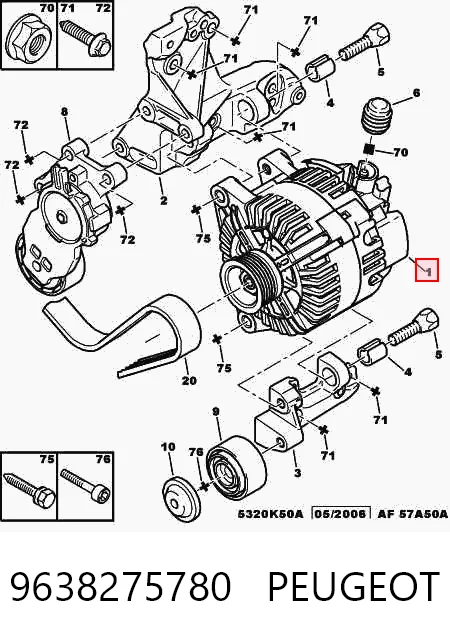 9638275780 Peugeot/Citroen Alternador de coche