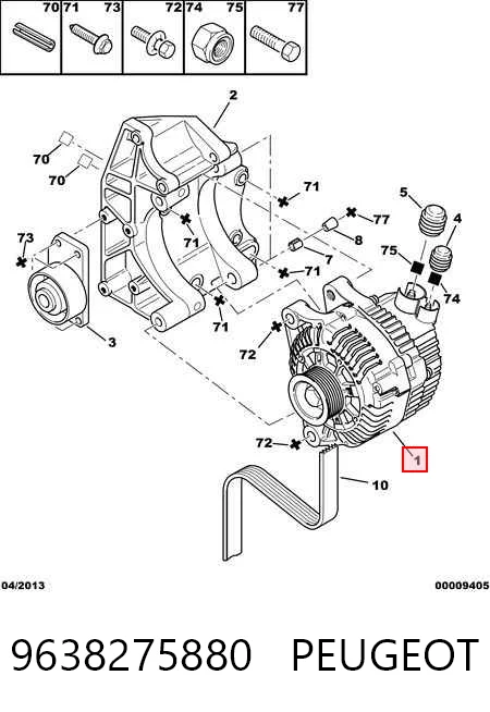 Alternador PEUGEOT 9638275880