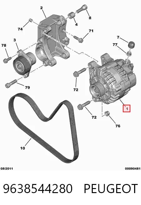 9638544280 Peugeot/Citroen Alternador de coche