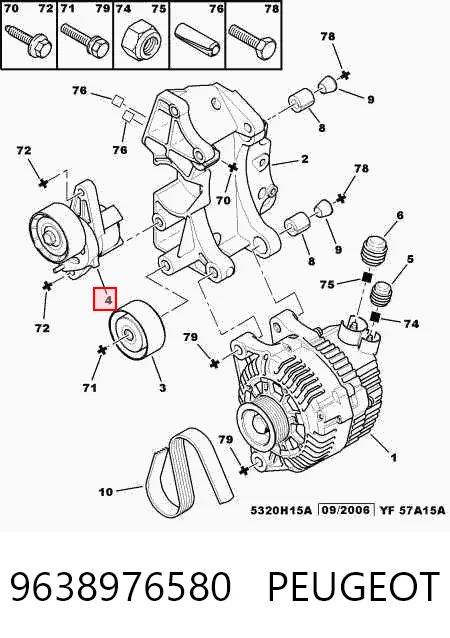 9638976580 Peugeot/Citroen Tensor de correa de alternador