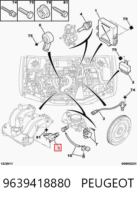 9639418880 Peugeot/Citroen Sensor De Presion Del Colector De Admision