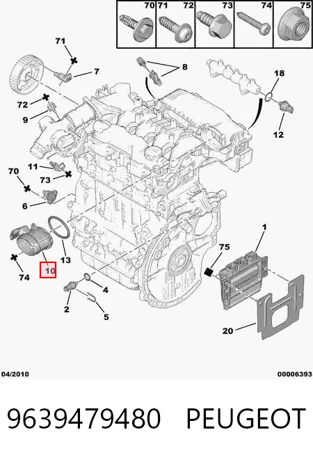Sensor de flujo de masa de aire 9639479480 PEUGEOT
