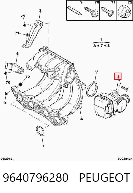 9640796280 Peugeot/Citroen Mariposa de admisión