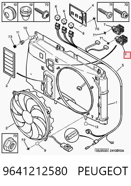 9641212580 Peugeot/Citroen Regulador de velocidad del ventilador de refrigeración (unidad de control)