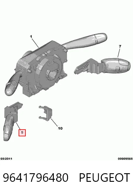 9641796480 Peugeot/Citroen Conmutador izquierdo de la columna de dirección