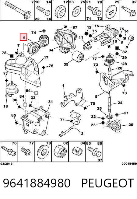 9641884980 Peugeot/Citroen Soporte de motor derecho