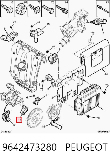 9642473280 Peugeot/Citroen Sensor de posición del acelerador