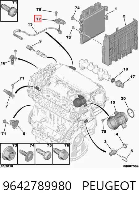9642789980 Peugeot/Citroen Sensor, presión colector de admisión 