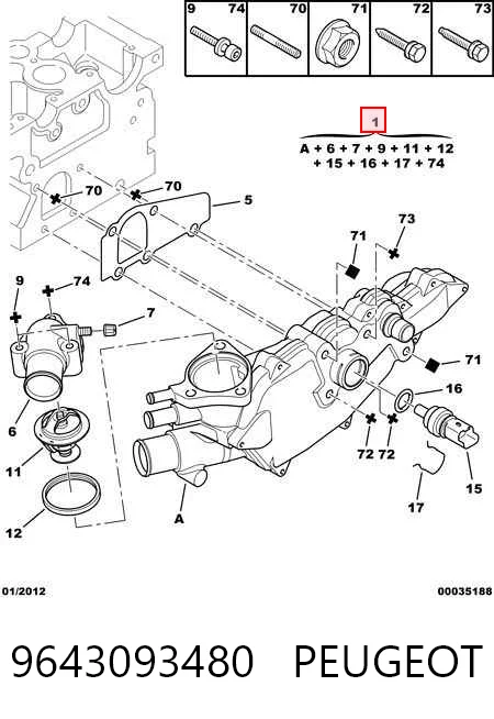 Carcasa del termostato 9643093480 PEUGEOT