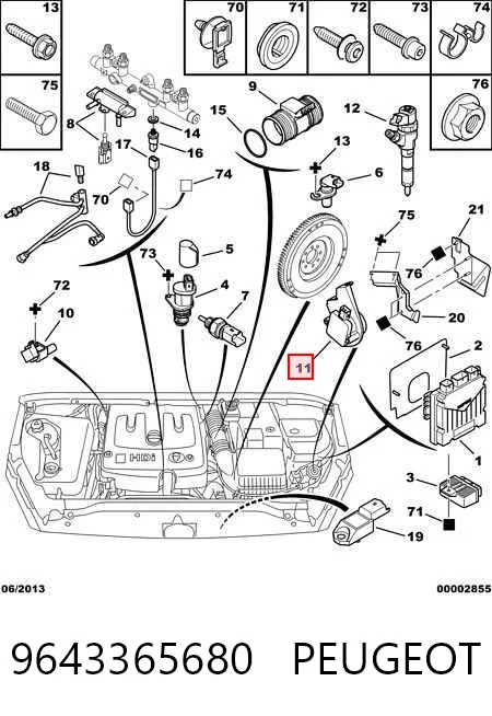 9643365680 Peugeot/Citroen Sensor de posición del pedal del acelerador