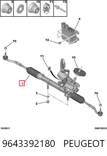 Cremallera de dirección PEUGEOT 9643392180