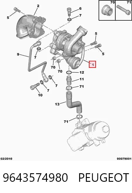 9643574980 Peugeot/Citroen Turbo para motor