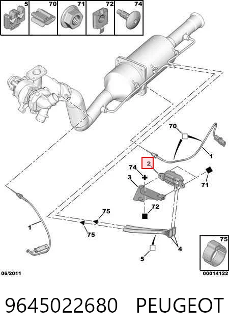 9645022680 Peugeot/Citroen Sensor de presion de escape