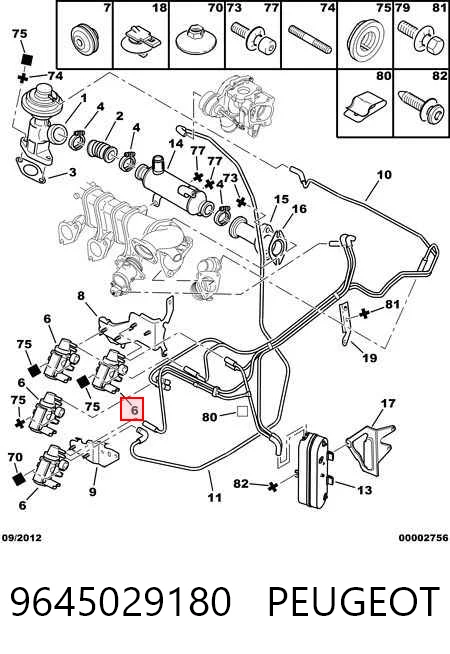 9645029180 Peugeot/Citroen Válvula solenoide de control de presión de sobrealimentación
