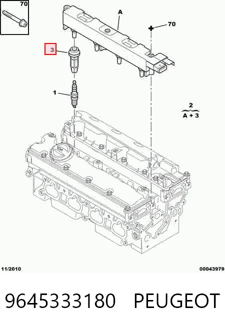 9645333180 Peugeot/Citroen Bobina de ignición