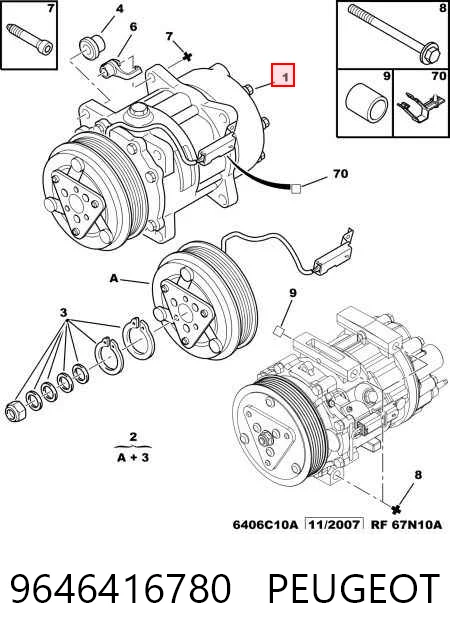 9646416780 Peugeot/Citroen Compresor climatizador