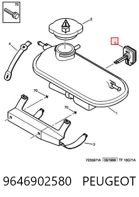 9646902580 Peugeot/Citroen Sensor de nivel de refrigerante del depósito