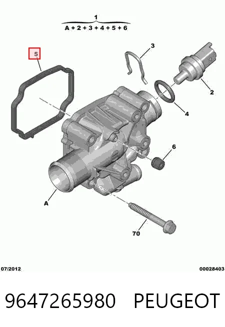 9647265980 Peugeot/Citroen Caja del termostato