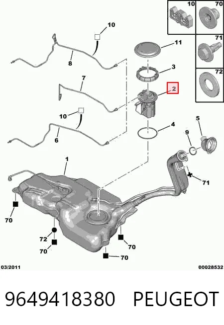 9649418380 Peugeot/Citroen Módulo de alimentación de combustible