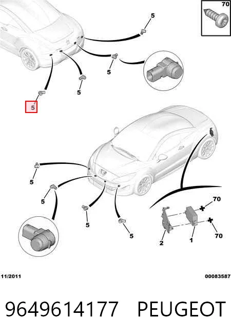9649614177 Peugeot/Citroen Sensor alarma de estacionamiento trasero 