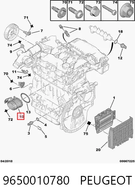 9650010780 Peugeot/Citroen Sensor de flujo de aire