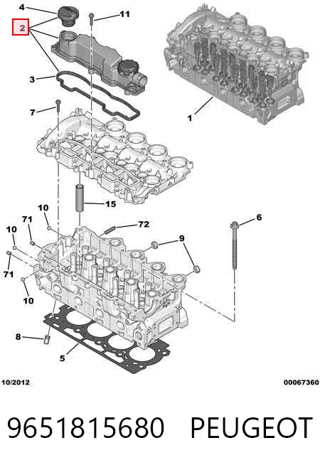9651815680 Peugeot/Citroen Tapa de culata