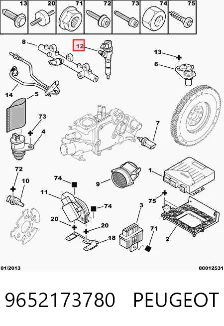 9652173780 Peugeot/Citroen Inyector de combustible