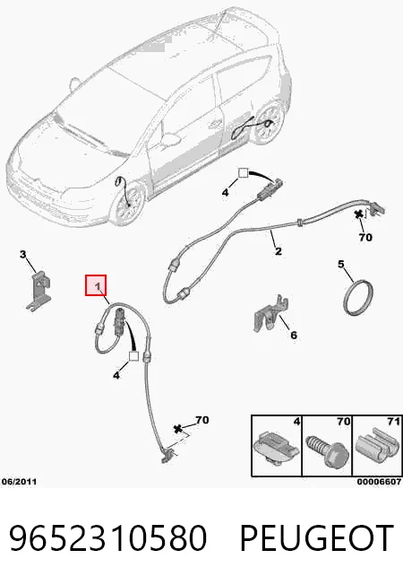 9652310580 Peugeot/Citroen Sensor de rueda abs