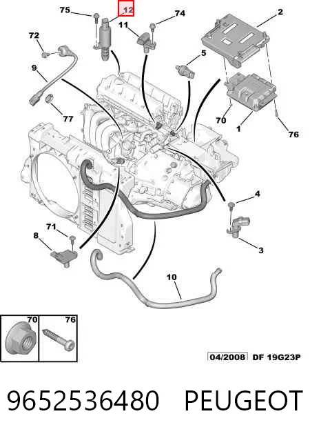 9652536480 Peugeot/Citroen Válvula control, ajuste de levas