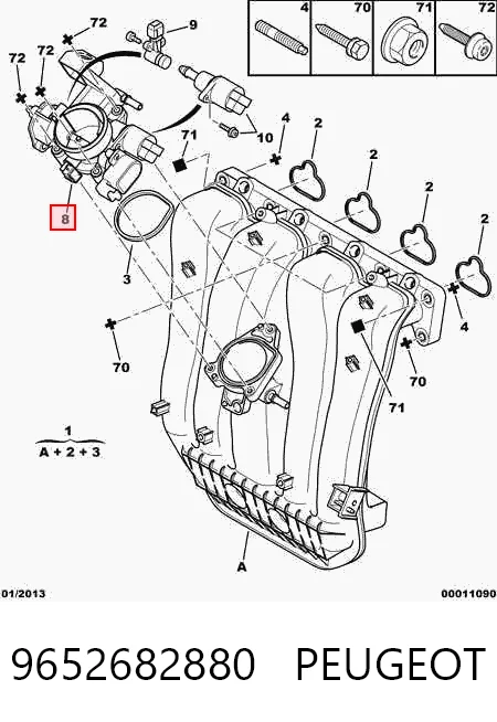 9652682880 Peugeot/Citroen Mariposa de admisión