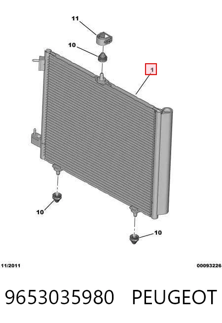 9653035980 Peugeot/Citroen Radiador de aire acondicionado