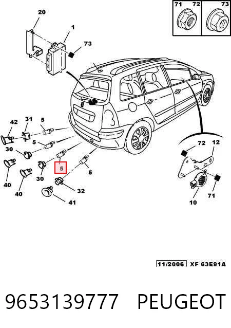 9653139777 Peugeot/Citroen Sensor alarma de estacionamiento trasero 