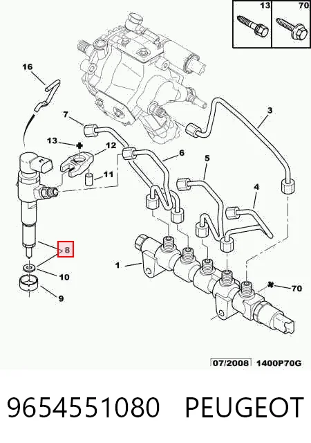 9654551080 Peugeot/Citroen Inyector de combustible
